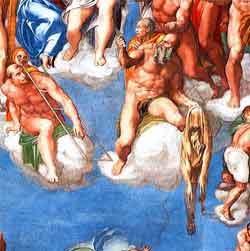San Bartolomeo con la pelle in mano,particolare del Giudizio Universale di Michelangelo nela Cappella Sistina di Roma.